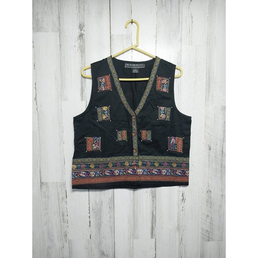 New Identity Women's Large Embellished Cottton Vest